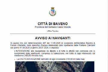 Avviso ai naviganti: Interdizione alla navigazione da diporto dal 11.06.2026 al 20.07.2026